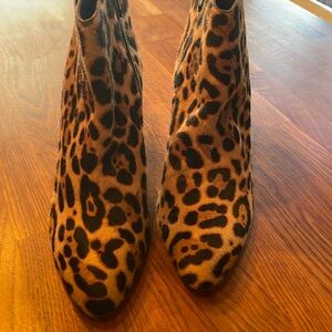 Leopard pony hair ankle boots JCrew Collection. Never worn.